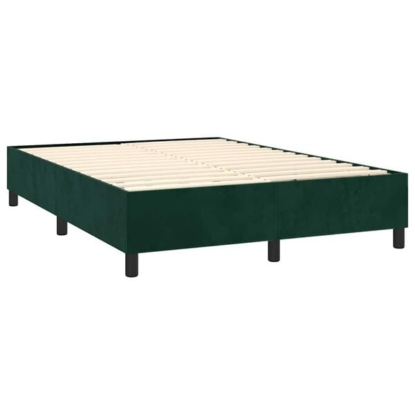vidaXL Box spring postel s matrac&iacute; tmavě zelen&aacute; 140x200 cm samet