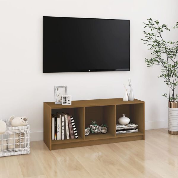 vidaXL TV stolek medově hněd&yacute; 104 x 33 x 41 cm masivn&iacute; borov&eacute; dřevo