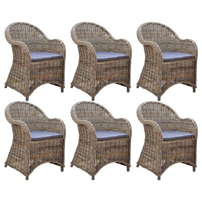vidaXL Zahradní židle 6 ks s poduškami přírodní ratan