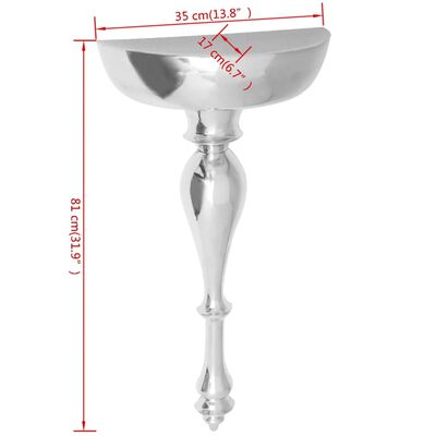 vidaXL Police/nástěnný konzolový stolek, hliník stříbrná 35x17x81 cm