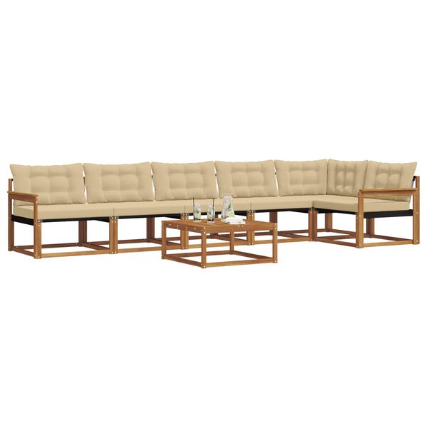 vidaXL Venkovn&iacute; pohovkov&aacute; souprava 7 pcs Přirozen&aacute; a B&eacute;žov&aacute;