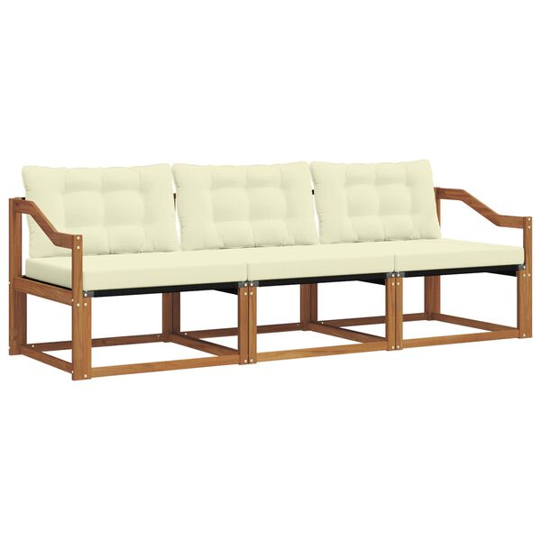 vidaXL Venkovn&iacute; pohovkov&aacute; souprava 3 pcs Přirozen&aacute; a Kr&eacute;mov&aacute;