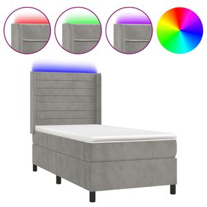vidaXL Box spring postel s matrac&iacute; a LED světle &scaron;ed&aacute; 80 x 200 cm samet