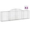 vidaXL Klenut&eacute; gabionov&eacute; ko&scaron;e 3 ks 300x30x80/100 cm pozinkovan&eacute; železo