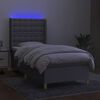 vidaXL Box spring postel s matrac&iacute; a LED světle &scaron;ed&aacute; 90x200 cm textil