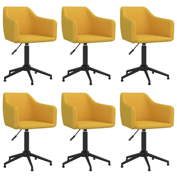 vidaXL Otočn&eacute; j&iacute;deln&iacute; židle 6 ks žlut&eacute; samet