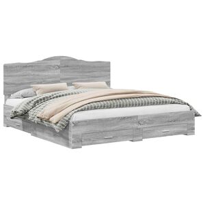 vidaXL R&aacute;m postele s čelo &Scaron;ed&aacute; Sonoma 200 x 200 cm kompozitn&iacute; dřevo