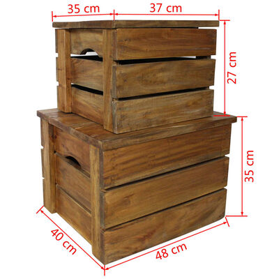 vidaXL 2dílná sada úložných boxů z masivního recyklovaného dřeva