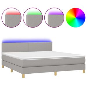 vidaXL Box spring postel s matrac&iacute; a LED světle &scaron;ed&aacute; 160x200 cm textil