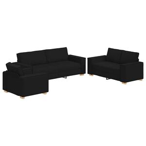 vidaXL Pohovka 3 pcs Čern&aacute; 220 x 80 x 84 cm Lněn&aacute; směs