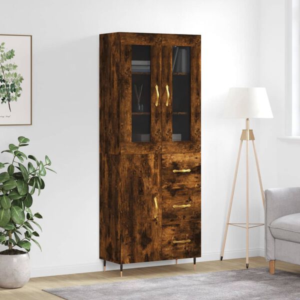 vidaXL Skř&iacute;ň highboard kouřov&yacute; dub 69,5 x 34 x 180 cm kompozitn&iacute; dřevo