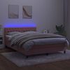 vidaXL Box spring postel s matrac&iacute; a LED růžov&aacute; 140x200 cm samet