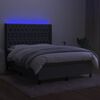 vidaXL Box spring postel s matrac&iacute; a LED tmavě &scaron;ed&aacute; 140x190 cm textil