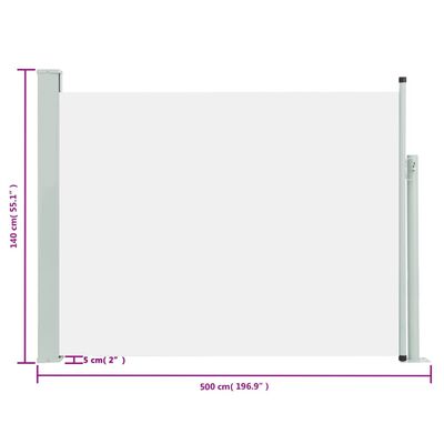 vidaXL Zatahovací boční markýza/zástěna na terasu 140 x 500 cm krémová