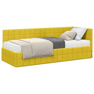 vidaXL Rohov&yacute; r&aacute;m postele s matrac&iacute; 2 ks Žlut&aacute; 80 x 200 cm samet