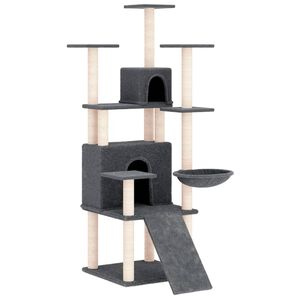 vidaXL &Scaron;krabadlo pro kočky se sisalov&yacute;mi sloupky tmavě &scaron;ed&eacute; 154 cm