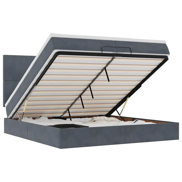 vidaXL Osmansk&yacute; r&aacute;m postele s matrac&iacute; tmavě &scaron;ed&yacute; 200x200cm samet