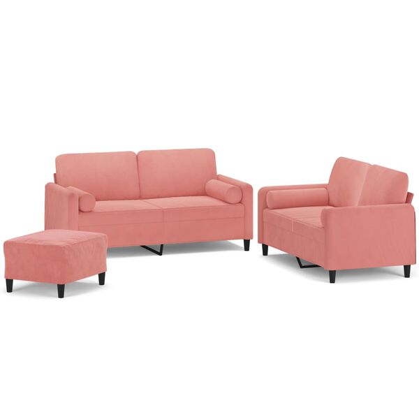 vidaXL 3d&iacute;ln&aacute; sedac&iacute; souprava s pol&scaron;t&aacute;ři a podu&scaron;kami růžov&aacute; samet