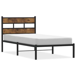 vidaXL Kovov&yacute; r&aacute;m postele bez matrace kouřov&yacute; dub 75 x 190 cm