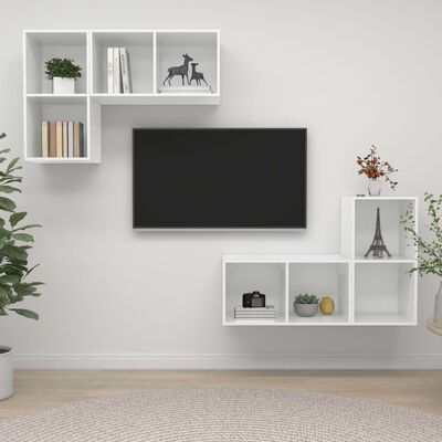 vidaXL Nástěnné TV skříňky 4 ks bílé s vysokým leskem dřevotříska