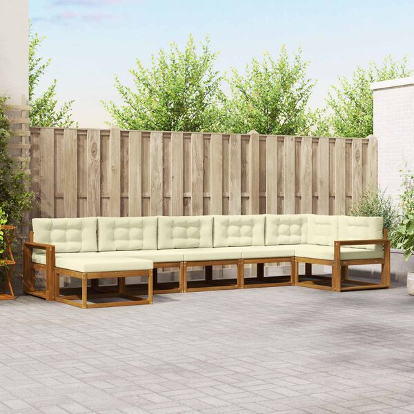 vidaXL Venkovn&iacute; pohovkov&aacute; souprava 7 pcs Přirozen&aacute; a Kr&eacute;mov&aacute;