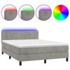 vidaXL Box spring postel s matrac&iacute; a LED světle &scaron;ed&aacute; 140x200 cm samet