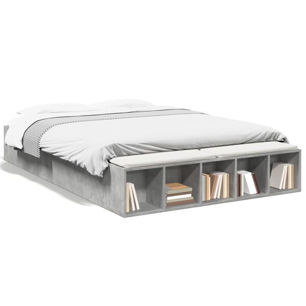 vidaXL R&aacute;m postele betonově &scaron;ed&yacute; 150 x 200 cm kompozitn&iacute; dřevo