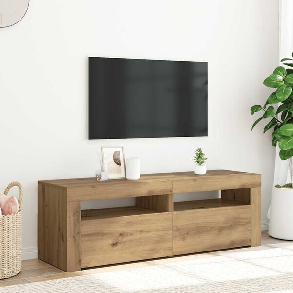 vidaXL TV stolek s LED dub artisan 120 x 35 x 40 cm kompozitn&iacute; dřevo