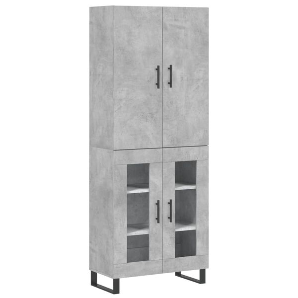 vidaXL Skř&iacute;ň highboard betonově &scaron;ed&aacute; 69,5x34x180 cm kompozitn&iacute; dřevo