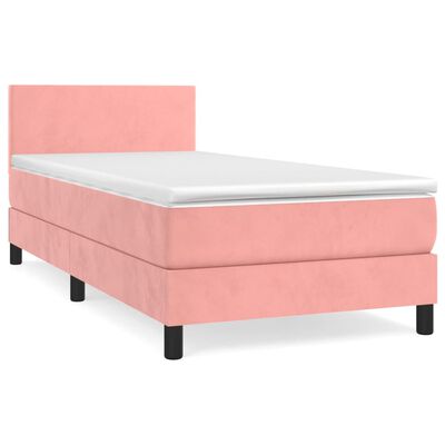 vidaXL Box spring postel s matrací růžová 100x200 cm samet
