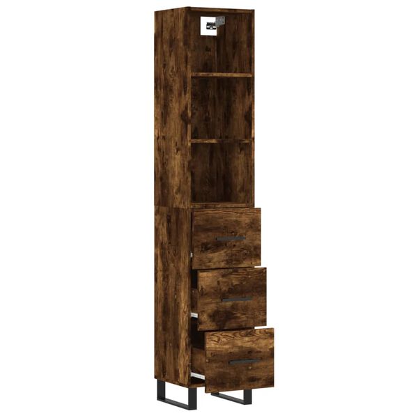 vidaXL Skř&iacute;ň highboard kouřov&yacute; dub 34,5 x 34 x 180 cm kompozitn&iacute; dřevo