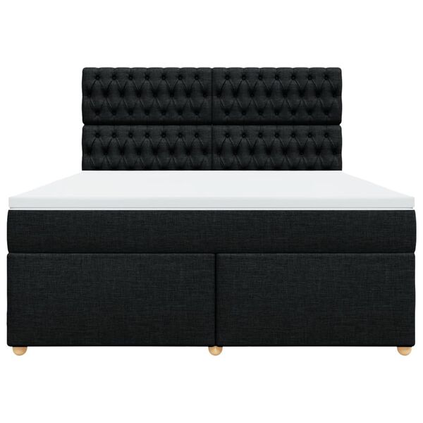 vidaXL Box spring postel s matrac&iacute; čern&aacute; 180x200 cm textil
