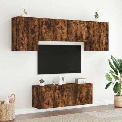vidaXL 6dílná obývací stěna kouřový dub kompozitní dřevo