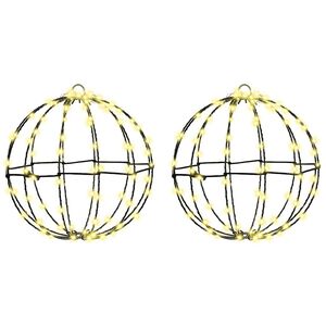 vidaXL Koule s 192 LED diodami 2 pcs Tepl&aacute; b&iacute;l&aacute; 30 x 30 x 32 cm kov