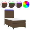 vidaXL Box spring postel s matrac&iacute; a LED tmavě hněd&aacute; 90x190 cm textil