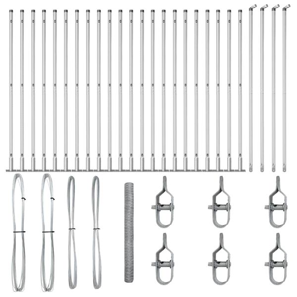 vidaXL Plot s příspěvky Stříbrná 1.6 x 50 m Ocel potažená PVC