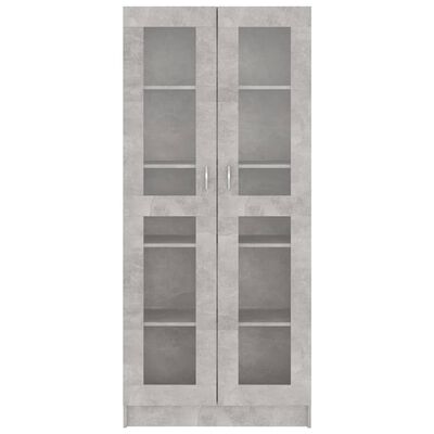 vidaXL Prosklená skříň betonově šedá 82,5x30,5x185,5 cm dřevotříska