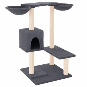 vidaXL &Scaron;krabadlo pro kočky se &scaron;krabac&iacute;mi sloupky tmavě &scaron;ed&eacute; 82 cm