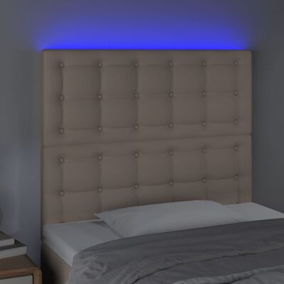 vidaXL Čelo postele s LED cappuccino 90x5x118/128 cm umělá kůže