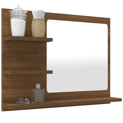 vidaXL Koupelnové zrcadlo hnědý dub 60 x 10,5 x 45 cm kompozitní dřevo