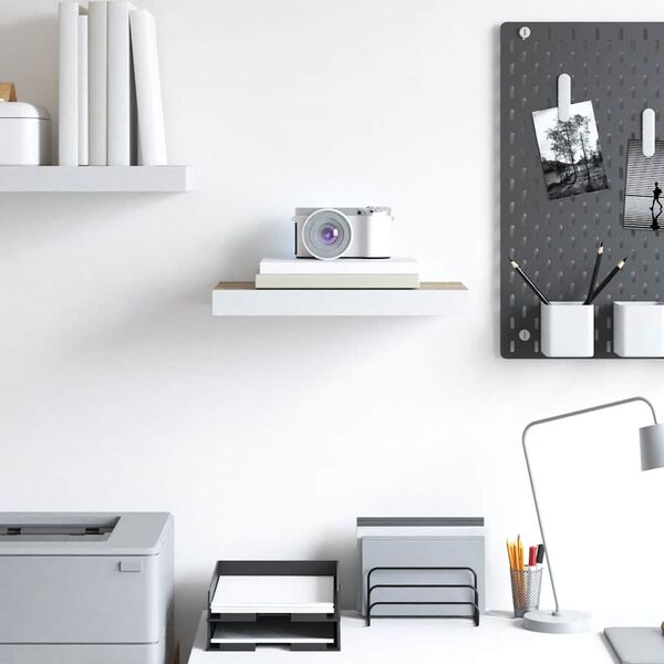 vidaXL Plovouc&iacute; n&aacute;stěnn&aacute; police dub a b&iacute;l&aacute; 40 x 23 x 3,8 cm MDF