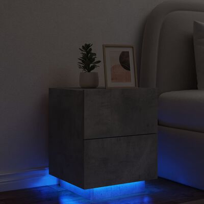 vidaXL Noční stolek s LED osvětlením betonově šedý kompozitní dřevo