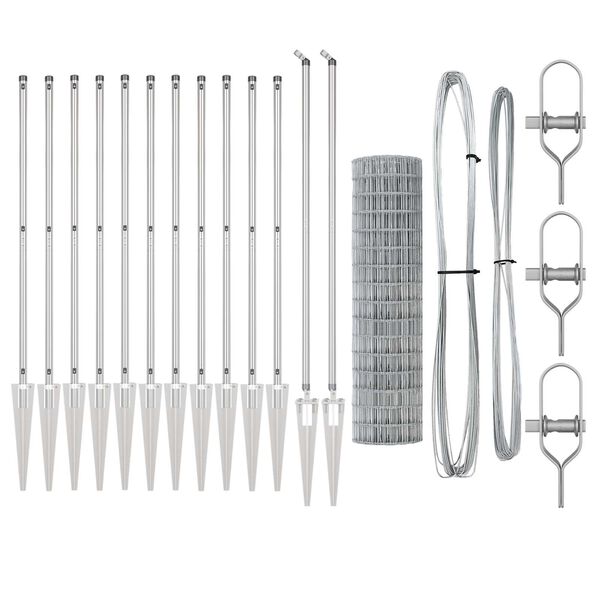 vidaXL Plot s sloupkem Stř&iacute;brn&aacute; 1,2 x 25 m Ocel