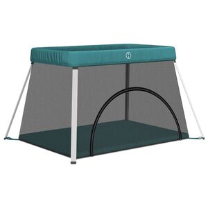 vidaXL Dětsk&aacute; ohr&aacute;dka s matrac&iacute; zelen&aacute; lněn&aacute; tkanina