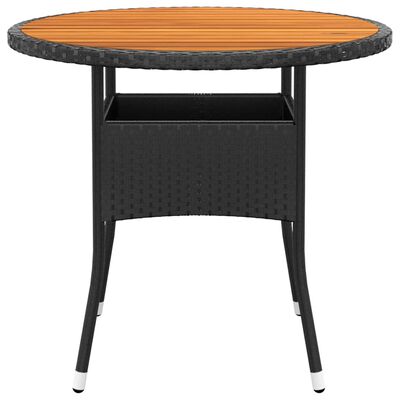 vidaXL Zahradní stůl Ø 80 x 75 cm akáciové dřevo a polyratan černý
