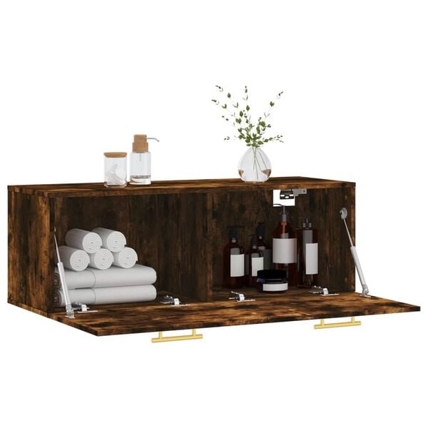 vidaXL N&aacute;stěnn&aacute; skř&iacute;ňka kouřov&yacute; dub 100x36,5x35 cm kompozitn&iacute; dřevo