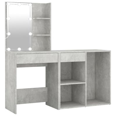 vidaXL LED toaletní stolek se skříňkou betonově šedý kompozitní dřevo