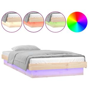 vidaXL R&aacute;m postele s LED světlem 90 x 200 cm masivn&iacute; dřevo