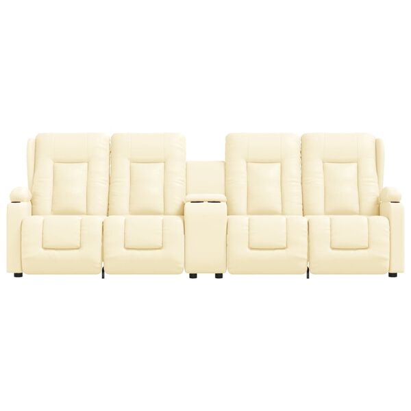 vidaXL 4místné masážní polohovací křeslo držáky nápojů krémové koženka