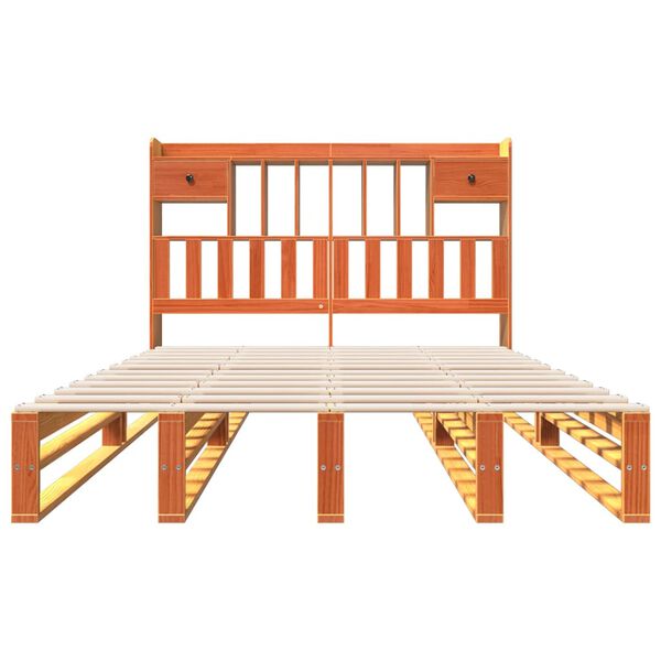 vidaXL Postel s knihovnou bez matrace 150 x 200 cm masivní borovice